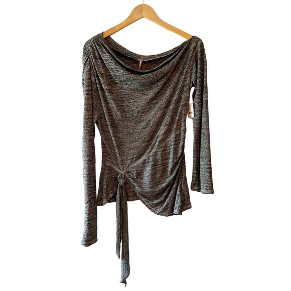 Free People Tops - Free People One Shoulder Top Gray Long Sleeve Medium NWT